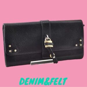 🖤Chloe Paddington Black Leather Bifold Long Wallet w/ Lock and Key | PRELOVED🖤